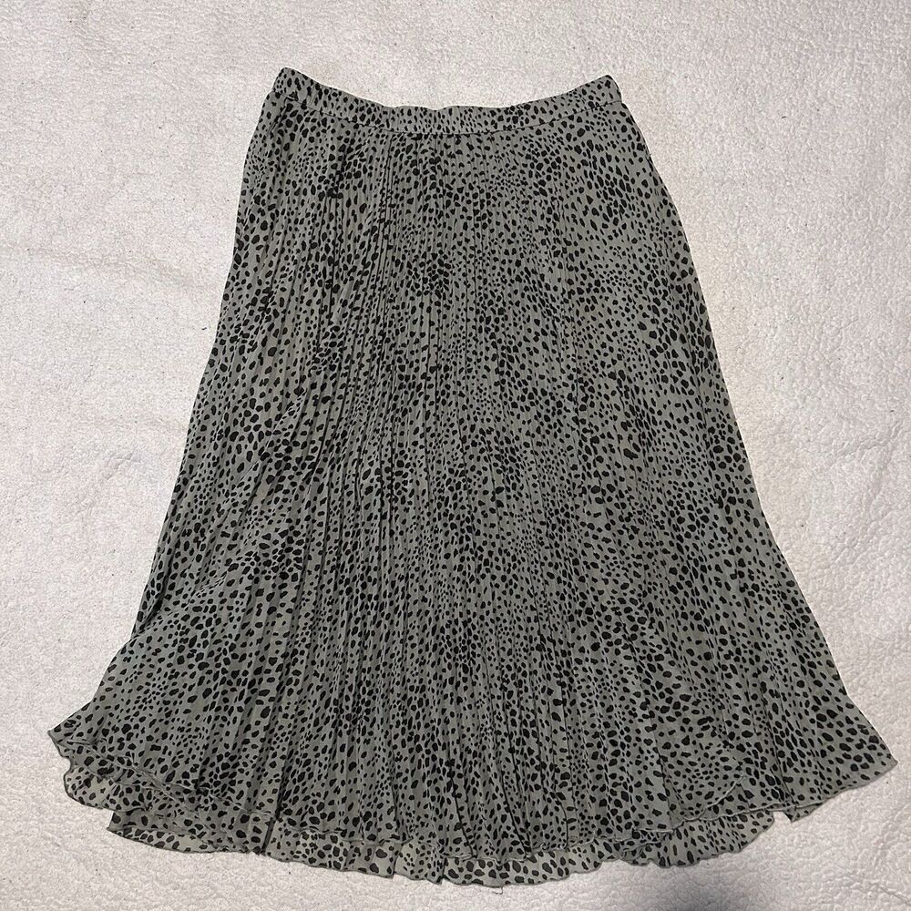 Abercrombie & Fitch Womens Large Skirt Pleated Green Animal Print Elastic